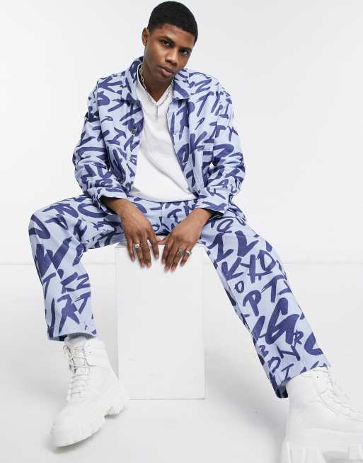Jaded London – Jeansjacka med grafittitryck, del av set