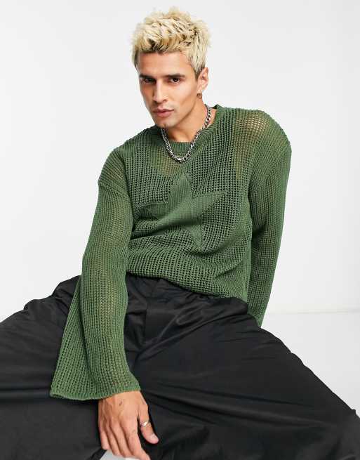 Khaki Star Loose Knit Jumper