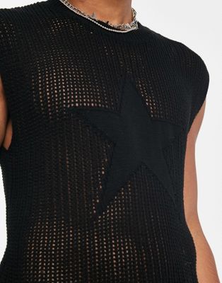 Jaded London knitted star vest in black - ASOS Price Checker