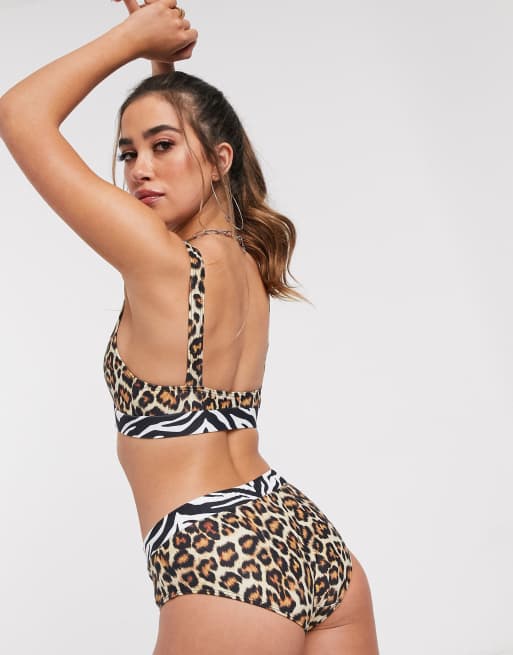 Leopard print store buckle bikini