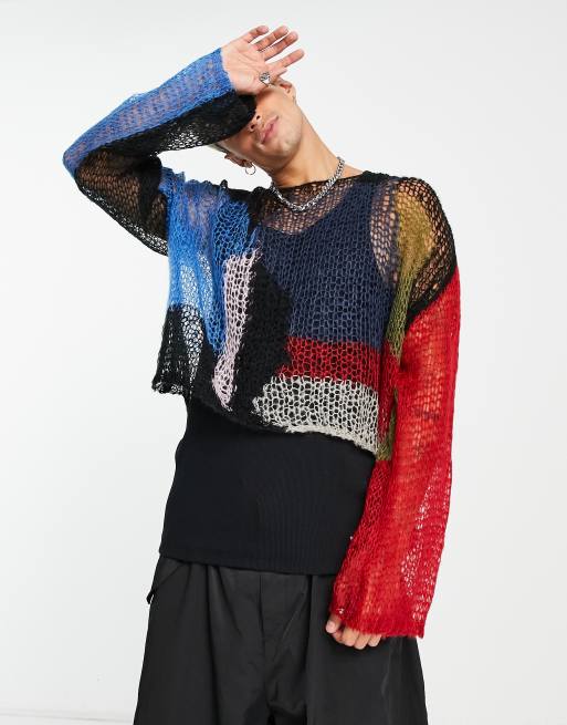 Jaded London loose knit abstract jumper in multi