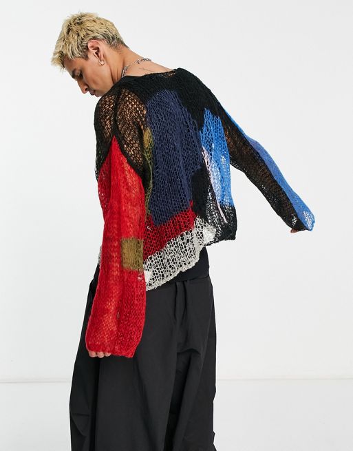Jaded London loose knit abstract jumper in multi