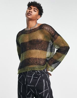 Jaded London loose stripe knit jumper in multi