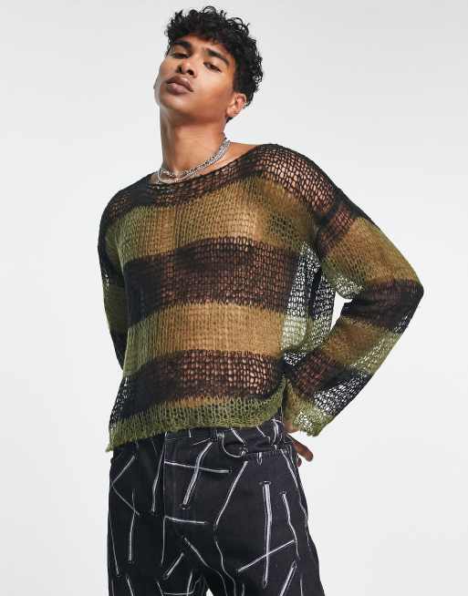 Jaded London loose stripe knit jumper in multi, ASOS