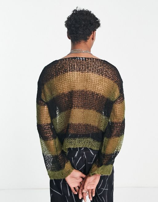 Jaded London loose stripe knit jumper in multi, ASOS
