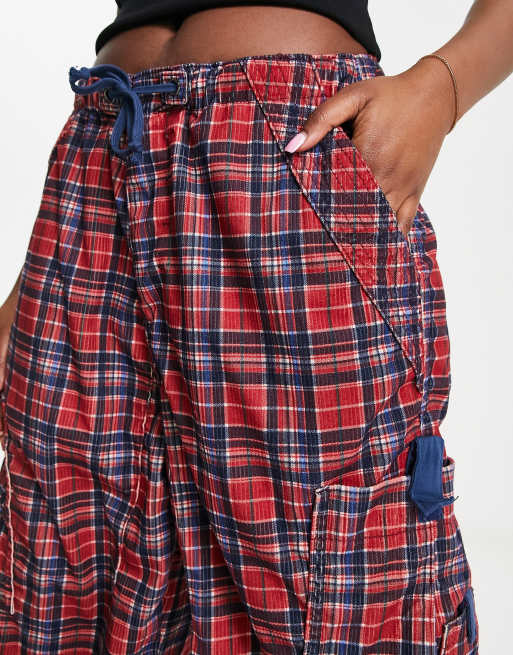 Jaded London low rise cargo pants in tartan