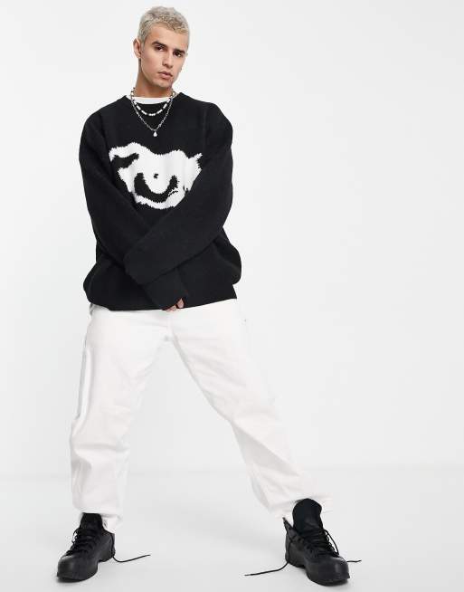 Jaded London - Maglione oversize nero con stampa di occhio, 4 di 4