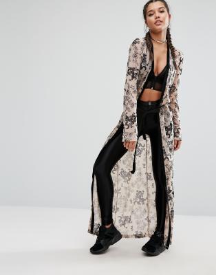 mesh maxi kimono