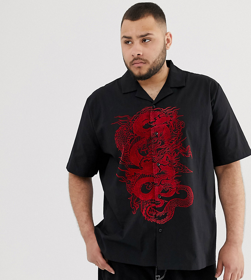 Jaded London - Overhemd met reverskraag en drakenprint in zwart