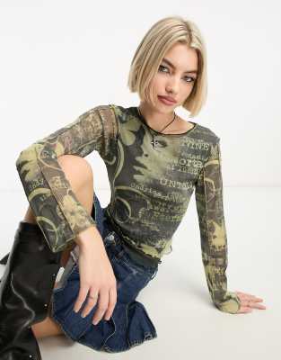 関送込★JADED LONDON★Safari Long Sleeve Top Shop Woodland Long Sleeve | Jaded London | Clothing