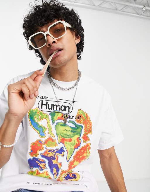 Jaded London ‑ Oversize-T-Shirt in Weiß mit Heatmap-Print