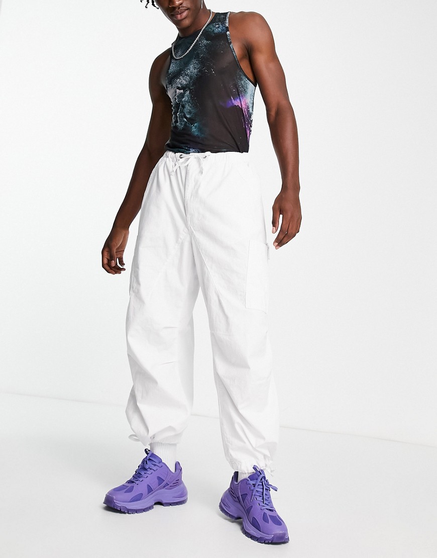 jaded london oversized cargo trousers in white