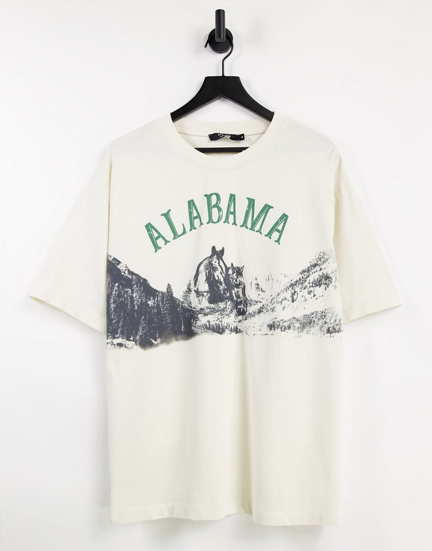 Jaded London - Oversized grøn T-shirt med 'Alabama'-print