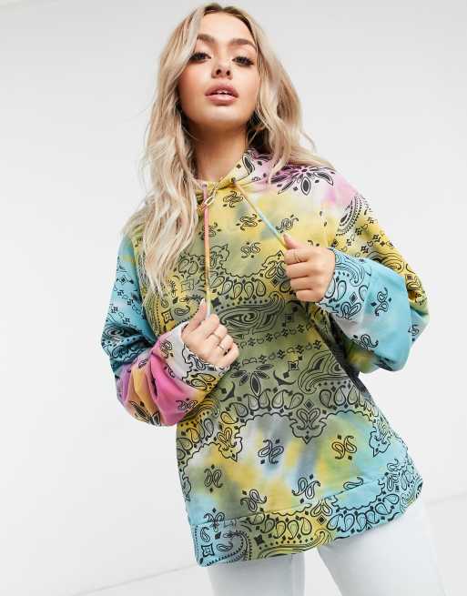 Jaded London oversized hoodie in grunge tie dye and graphics