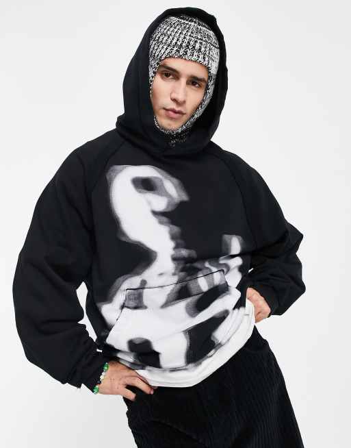 Jaded London oversized hoodie in washed black with torso print