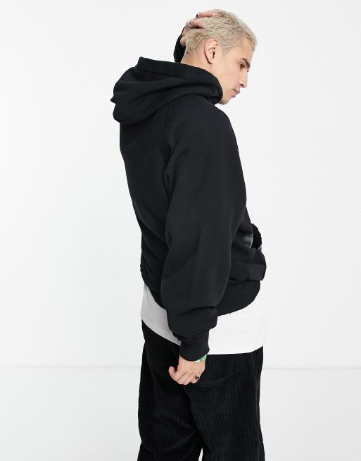 ASOS DESIGN extreme oversized funnel neck hoodie in washed black