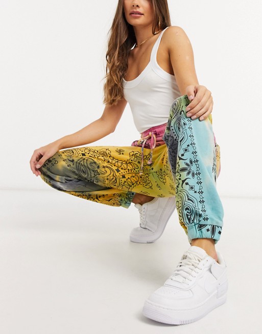 Jaded London oversized joggers in grunge tie-dye and graphics co-ord