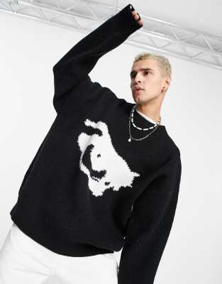 Jaded London oversized jumper in black with eye print