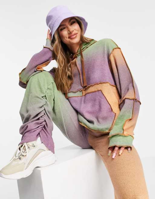 Jaded London - Oversized lichtgewicht gebreide hoodie met patchwork, deel van co-ord set