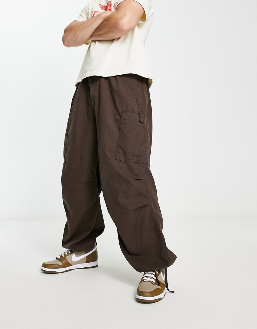 Jaded London oversized military cargo pants in brown