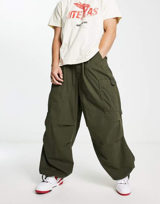 Jaded London White Parachute Cargo Pants