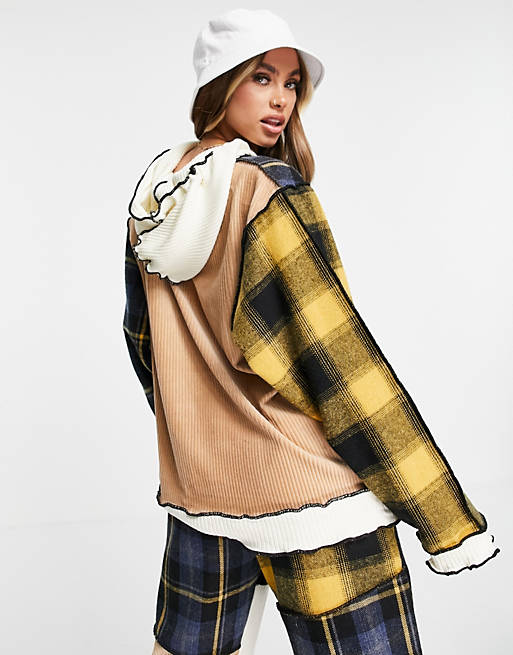  Jaded London oversized patchwork hoodie with distressed seams co-ord 