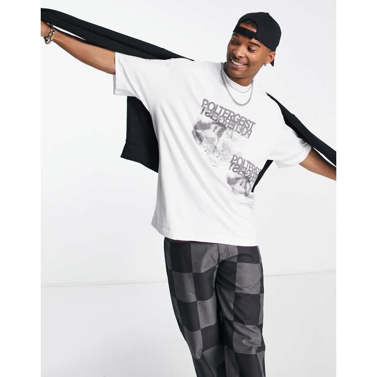 Jaded London oversized t-shirt in white with poltergeist print | ASOS