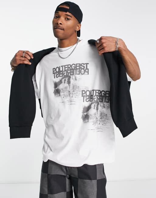 Jaded London oversized t-shirt in white with poltergeist print | ASOS