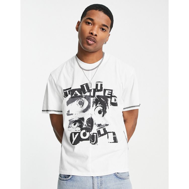 Jaded London oversized t-shirt in white with wasted youth print