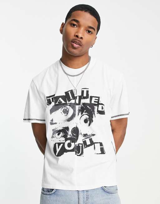 Jaded London - Oversized T-shirt in wit met 'Wasted Youth'-print
