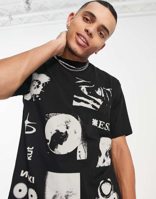 Jaded London - Oversized T-shirt in zwart met punkprints