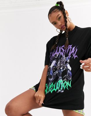 Jaded London - Oversized t-shirt med grunge robotgrafik-Sort