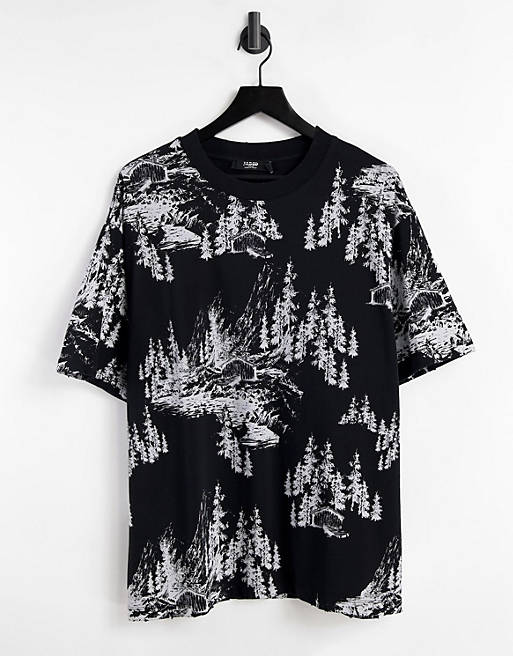 Jaded London oversized t-shirt with all over woodland print