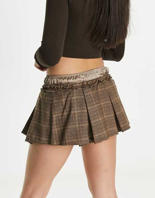Jaded London pleated mini skirt in multi check | ASOS