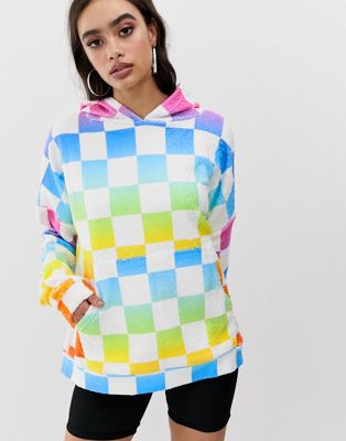 rainbow checkerboard hoodie