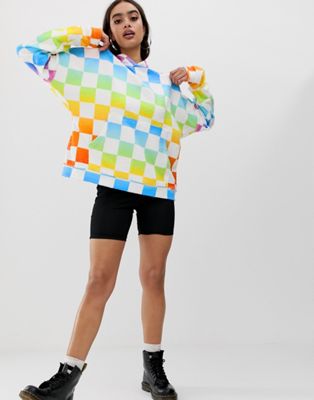 rainbow checkerboard hoodie