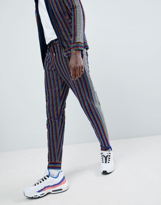 Jaded London Rainbow Stripe Joggers With Metallic Side Stripe ASOS