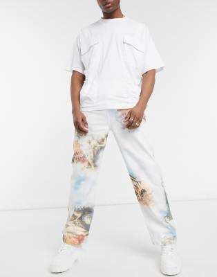 renaissance print skate jeans