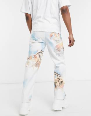 renaissance print skate jeans