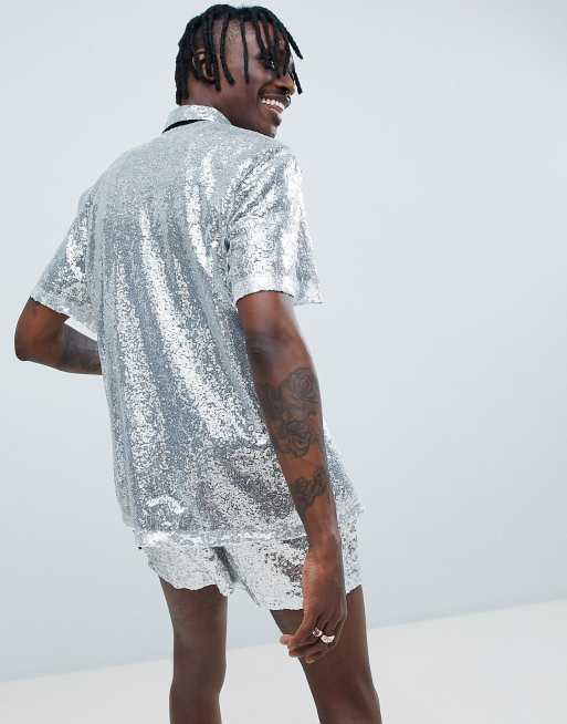 Silver sequin shop mens shirt