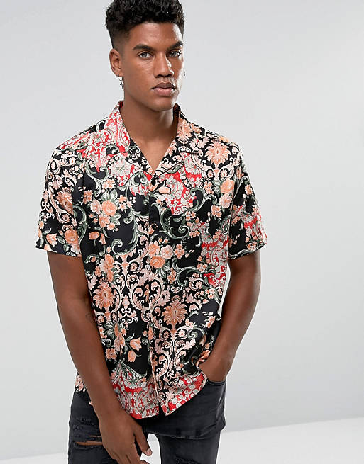 Jaded London Shirt In Black With Floral Print | ASOS