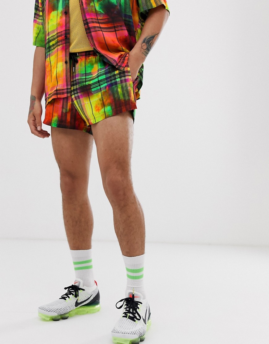 Jaded London - Shorts combi-set met ruit in tie-dye-Multi