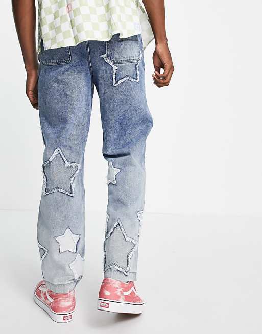 Jaded London skate jeans in blue with star applique | ASOS Jaded London skate jeans in blue with star applique | ASOS