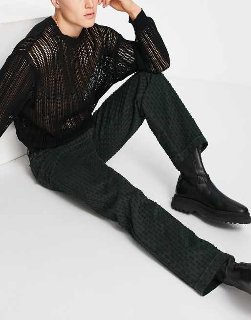 Jaded London skate jeans in khaki with pulled texture, 3 of 4