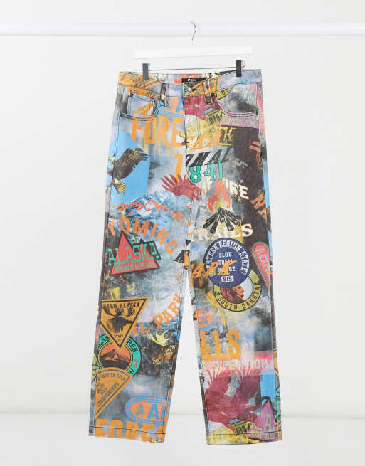 Jaded London skate jeans with Alaskan badges