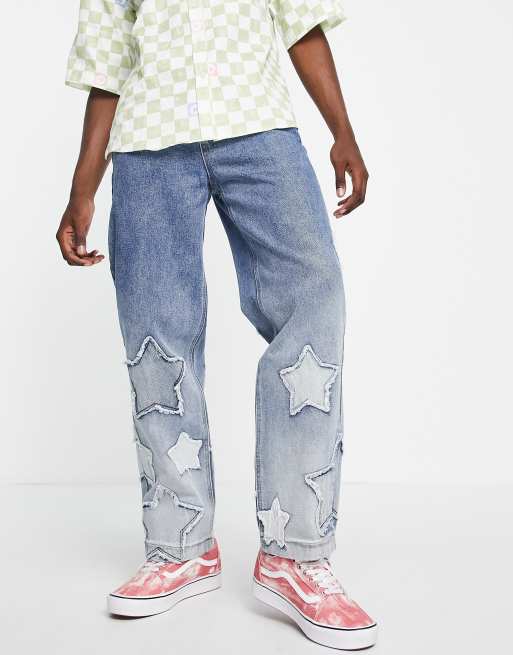 Jaded London – Skater-Jeans in Blau mit Sternapplikation, 2 von 4