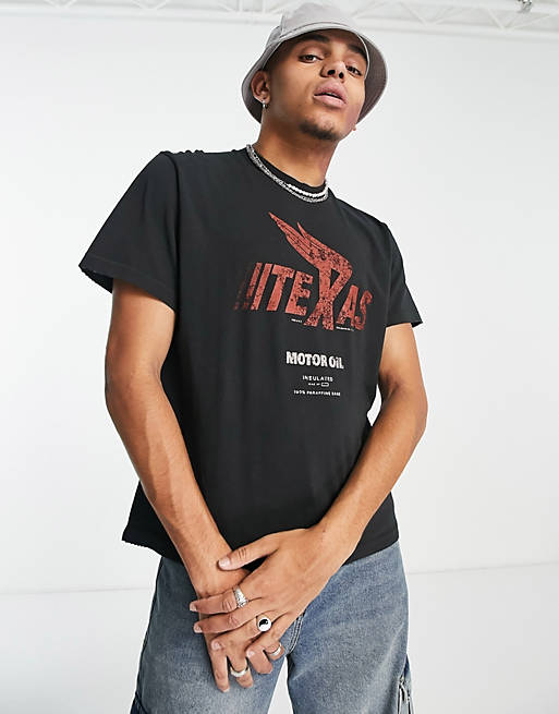 Jaded London - Sort oversized T-shirt med Texas-print