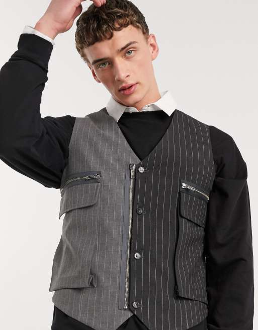 Grey clearance pinstripe vest