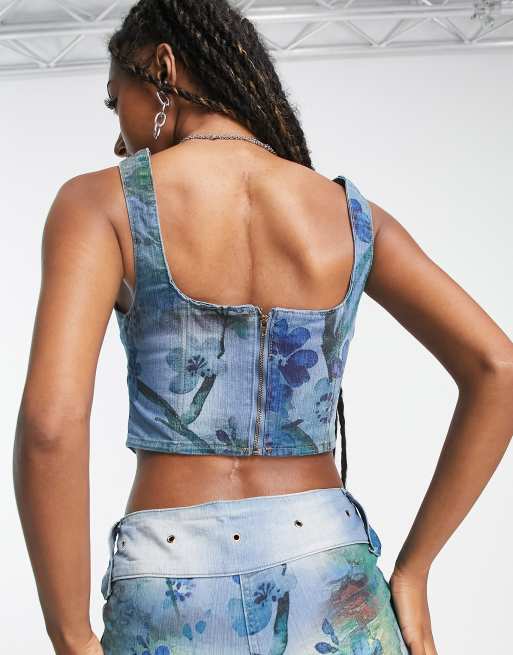Jaded London square neck corset in multi blossom print co-ord, 2 of 4