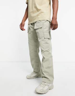 Jaded London straight leg cargo trousers in stone